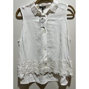 NWT Express Sleeveless Button Blouse Up  Blouse  ~ Size Large ~ Cream Color